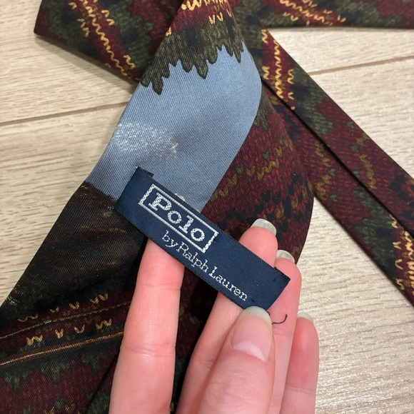 Vintage Polo Ralph Lauren Fly Fishing Spear Sportsman Handmade Silk Tie - Picture 3 of 4